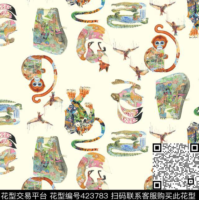 插画创意动物数码印花华亿平台下载（图片编号: 423783） - 瓦栏（Walan）