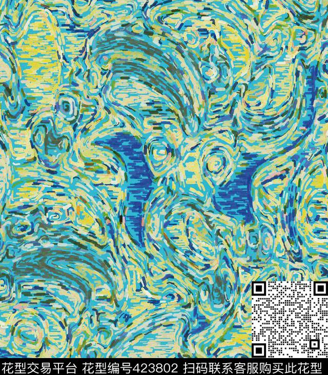 不规则粗线条太阳花数码印花华亿平台下载（图片编号: 423802） - 瓦栏（Walan）