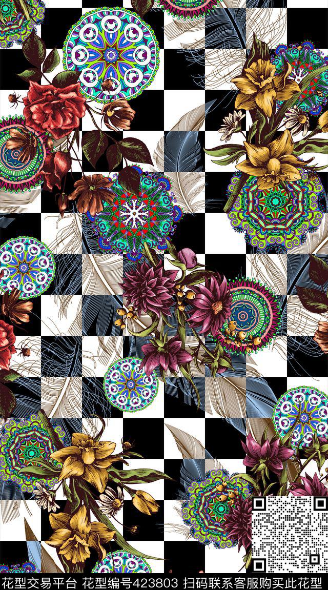 创意服装格子数码印花华亿平台下载（图片编号: 423803） - 瓦栏（Walan）