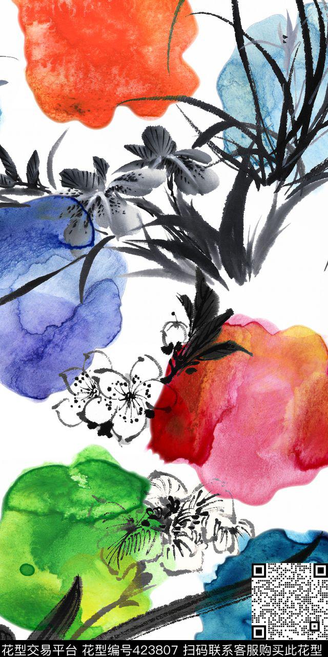 水彩人文笔墨传统印花华亿平台下载（图片编号: 423807） - 瓦栏（Walan）