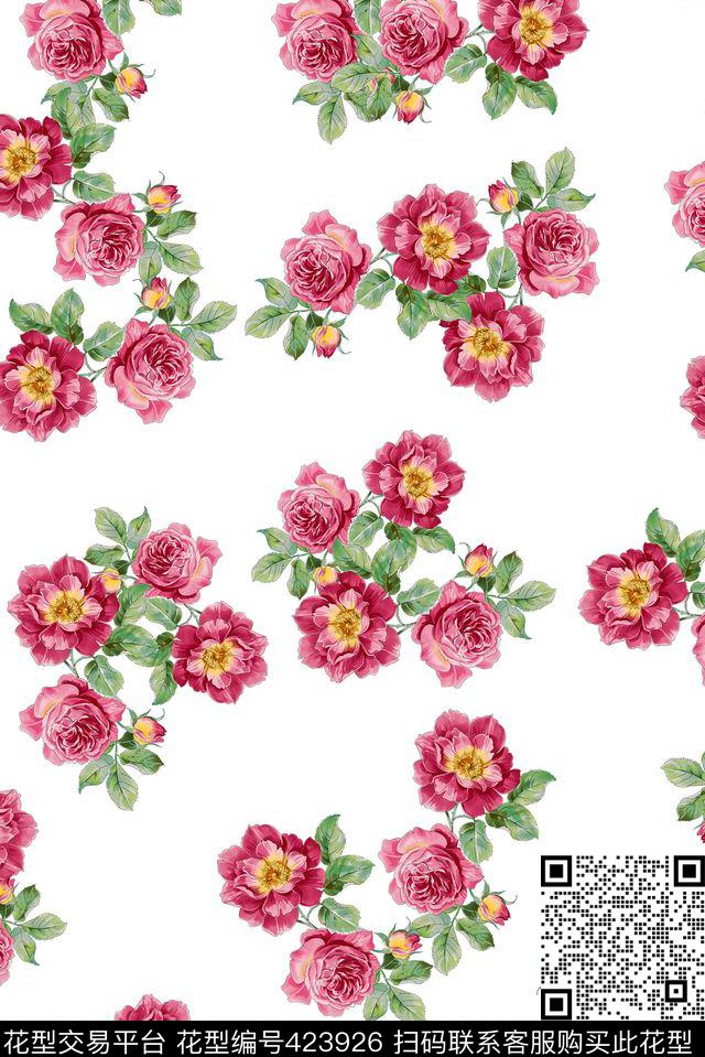 经典手绘花卉传统印花华亿平台下载（图片编号: 423926） - 瓦栏（Walan）