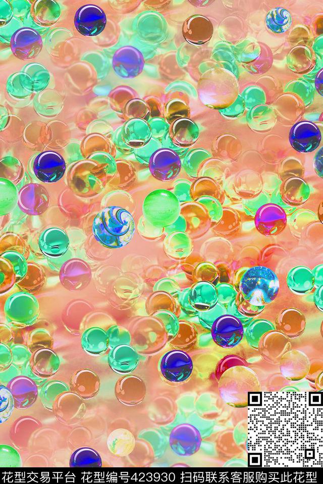 抽象抽象3D玻璃球数码印花华亿平台下载（图片编号: 423930） - 瓦栏（Walan）