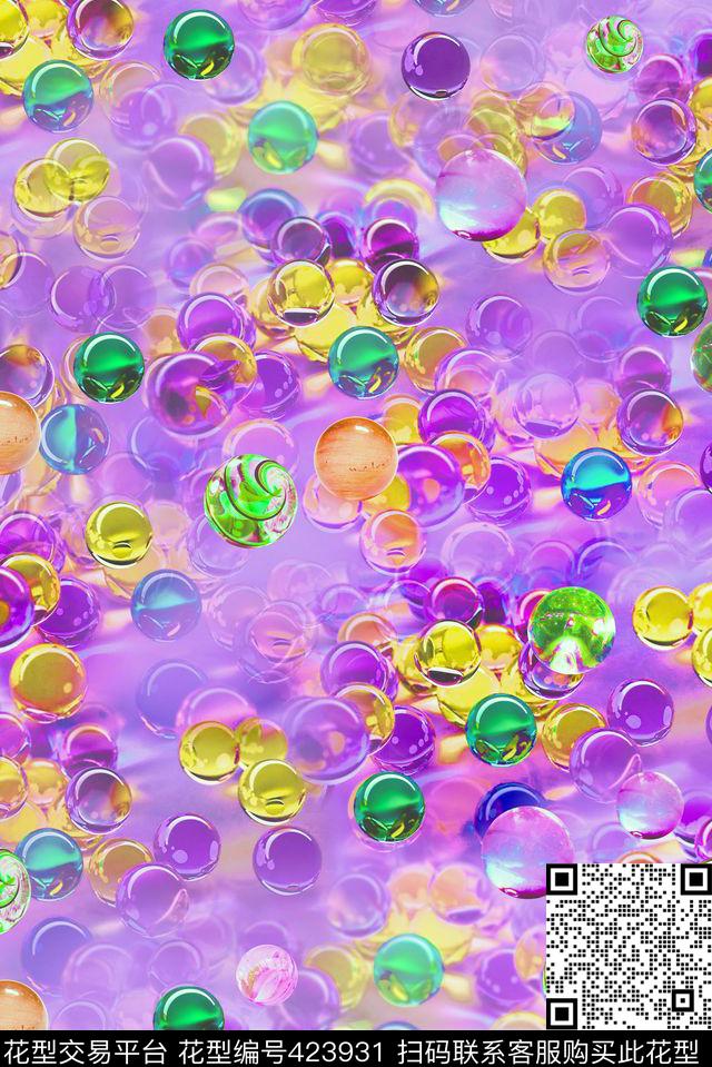 抽象抽象3D玻璃球数码印花华亿平台下载（图片编号: 423931） - 瓦栏（Walan）