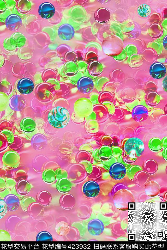 抽象抽象3D玻璃球数码印花华亿平台下载（图片编号: 423932） - 瓦栏（Walan）