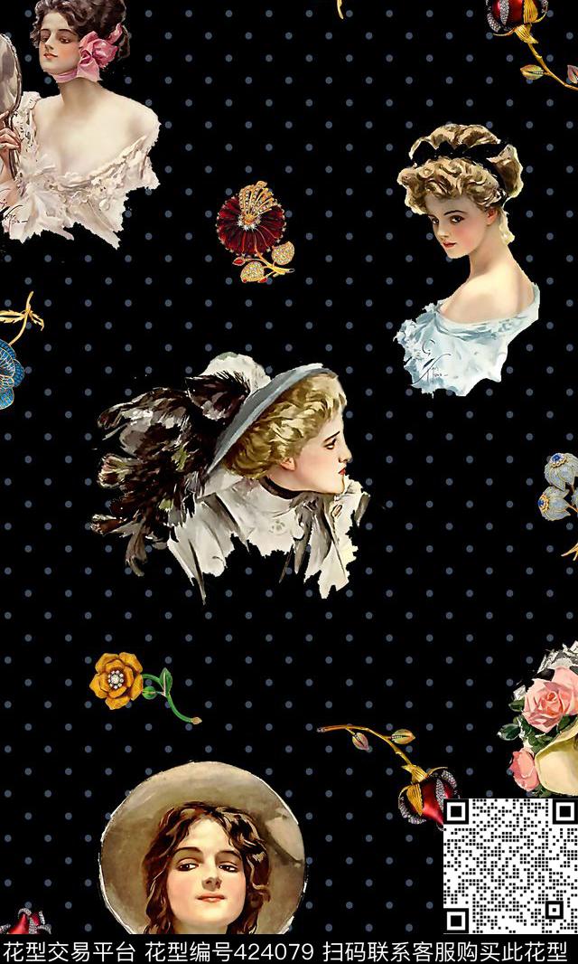 复古波点珠宝数码印花华亿平台下载（图片编号: 424079） - 瓦栏（Walan）