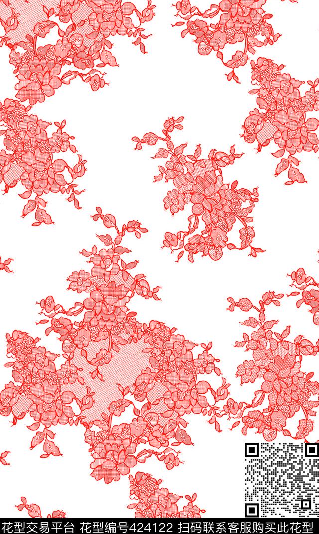 红花循环抽象传统印花华亿平台下载（图片编号: 424122） - 瓦栏（Walan）
