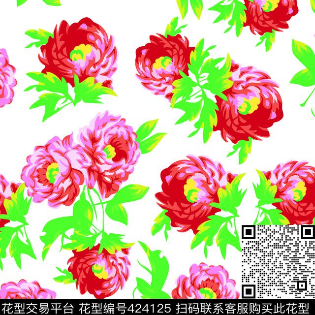 花-01花朵循环数码印花华亿平台下载（图片编号: 424125） - 瓦栏（Walan）