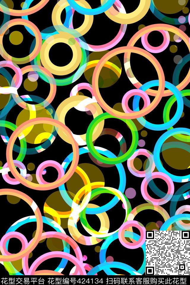 五彩缤纷圆环数码印花华亿平台下载（图片编号: 424134） - 瓦栏（Walan）