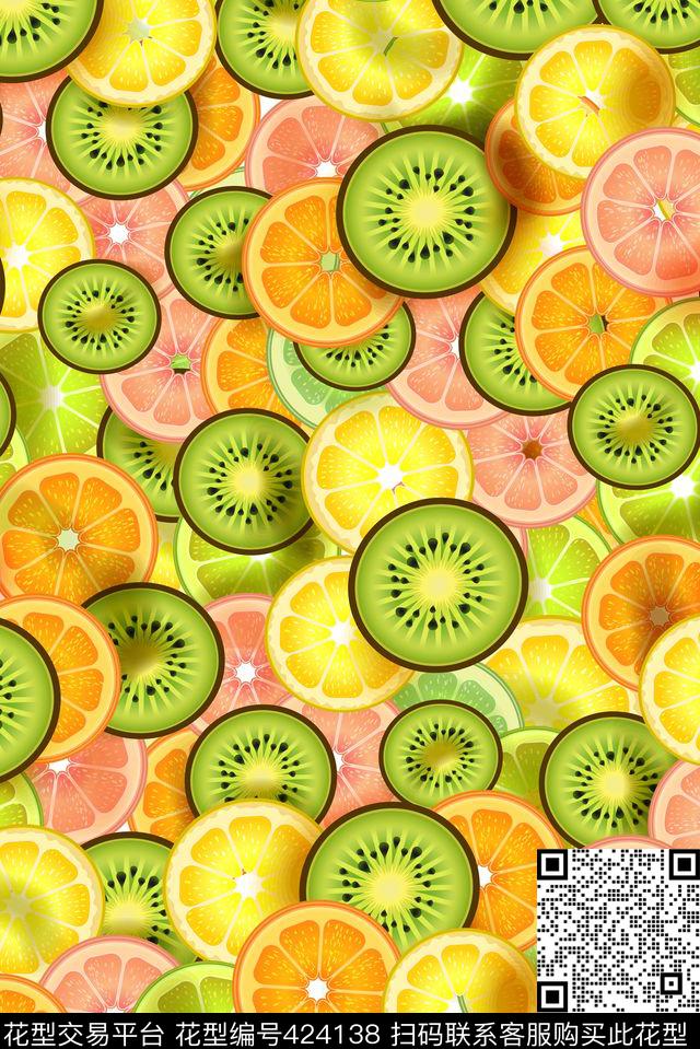可爱水果抽像传统印花华亿平台下载（图片编号: 424138） - 瓦栏（Walan）