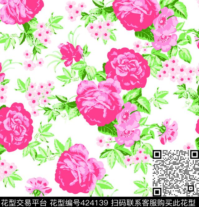 花OK玫瑰美丽数码印花华亿平台下载（图片编号: 424139） - 瓦栏（Walan）
