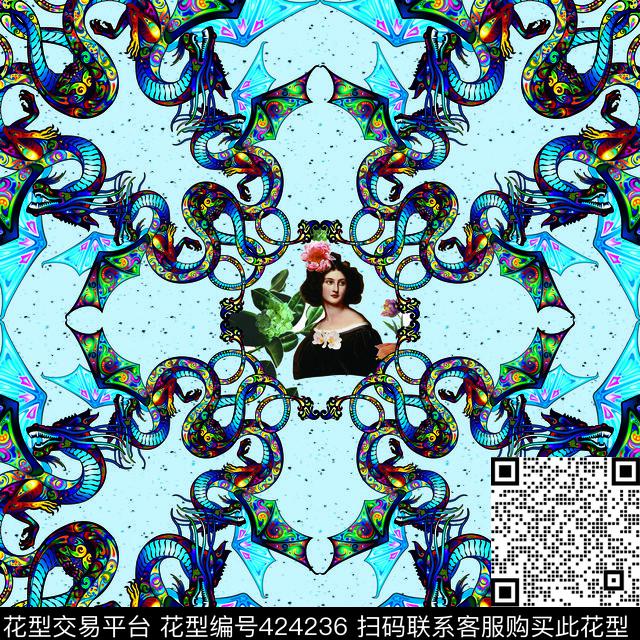 古典欧式美女卡通动物夏季清爽手绘牡丹数码印花华亿平台下载（图片编号: 424236） - 瓦栏（Walan）