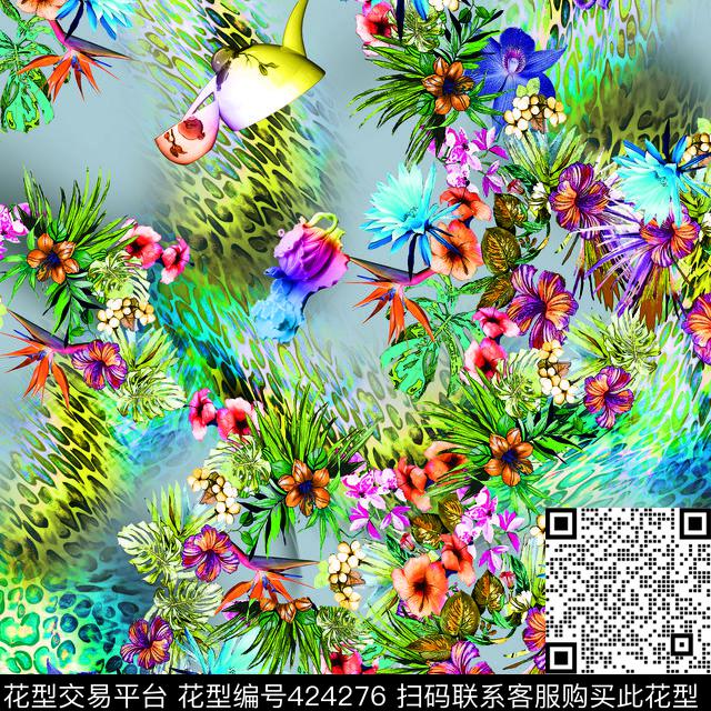 豹纹瓷器云雾底纹数码印花华亿平台下载（图片编号: 424276） - 瓦栏（Walan）