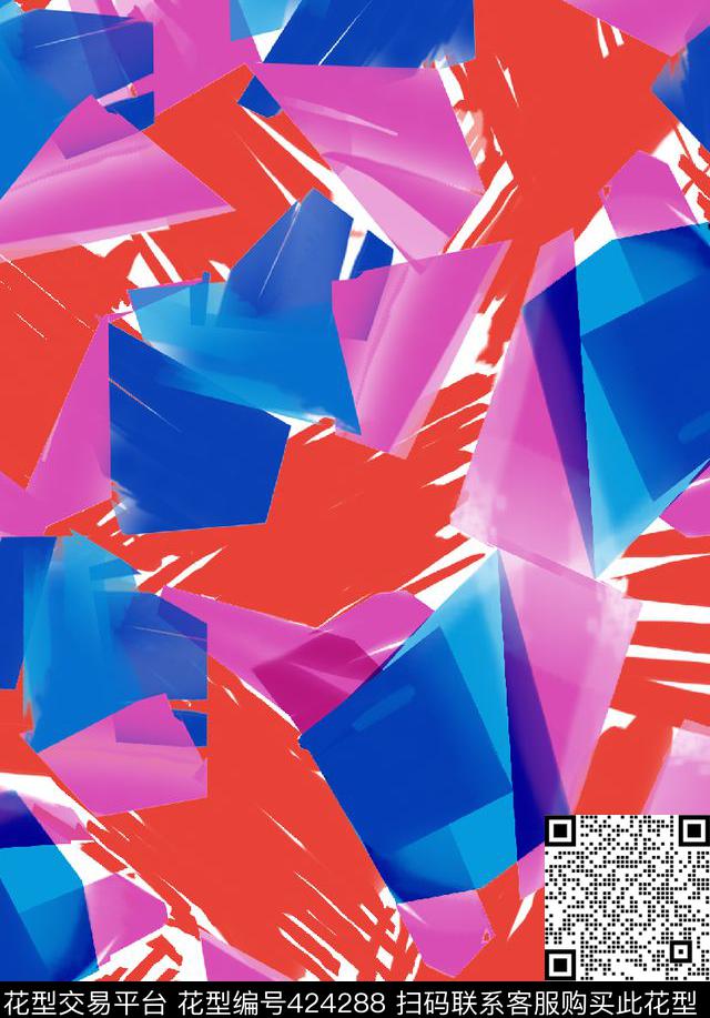 几何立体光感拼插数码印花华亿平台下载（图片编号: 424288） - 瓦栏（Walan）