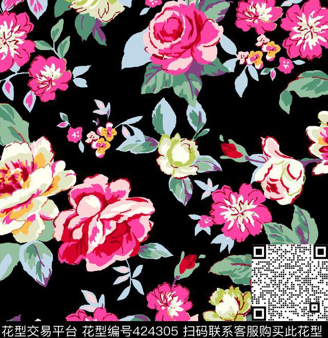 田园风小花花卉花卉传统印花华亿平台下载（图片编号: 424305） - 瓦栏（Walan）