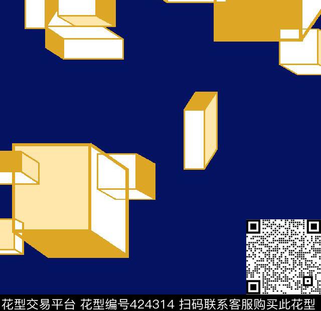 几何立体三维传统印花华亿平台下载（图片编号: 424314） - 瓦栏（Walan）