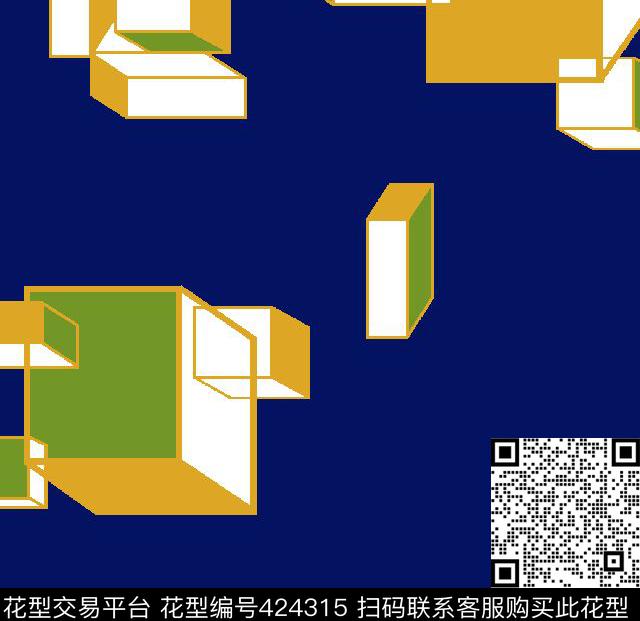 几何立体三维传统印花华亿平台下载（图片编号: 424315） - 瓦栏（Walan）