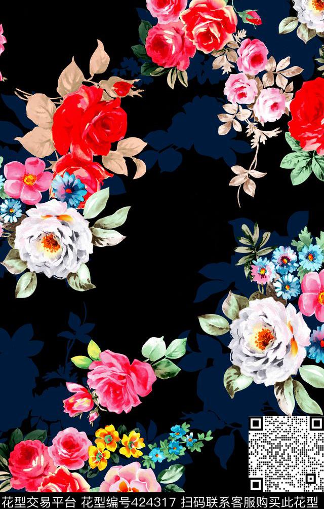花卉叶子田园风花卉传统印花华亿平台下载（图片编号: 424317） - 瓦栏（Walan）