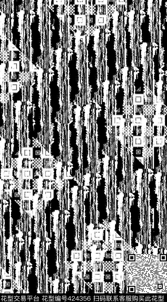 肌理时尚黑白传统印花华亿平台下载（图片编号: 424356） - 瓦栏（Walan）