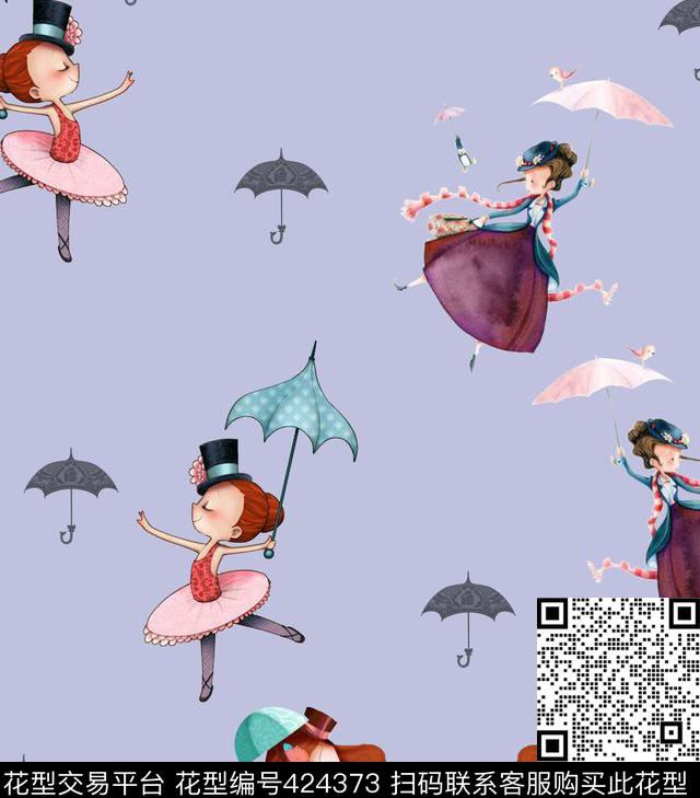 伞女孩童装华亿平台数码印花华亿平台下载（图片编号: 424373） - 瓦栏（Walan）