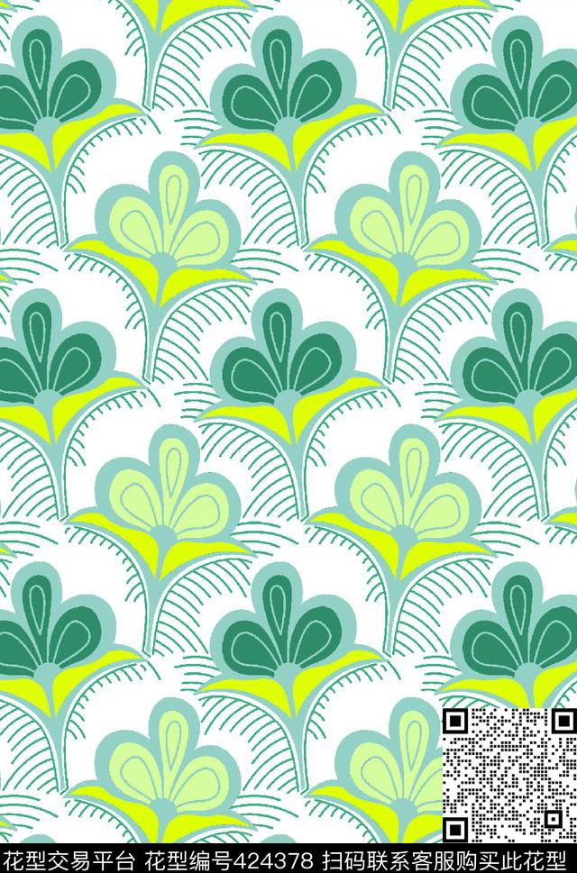 清新小花小华亿平台传统印花华亿平台下载（图片编号: 424378） - 瓦栏（Walan）