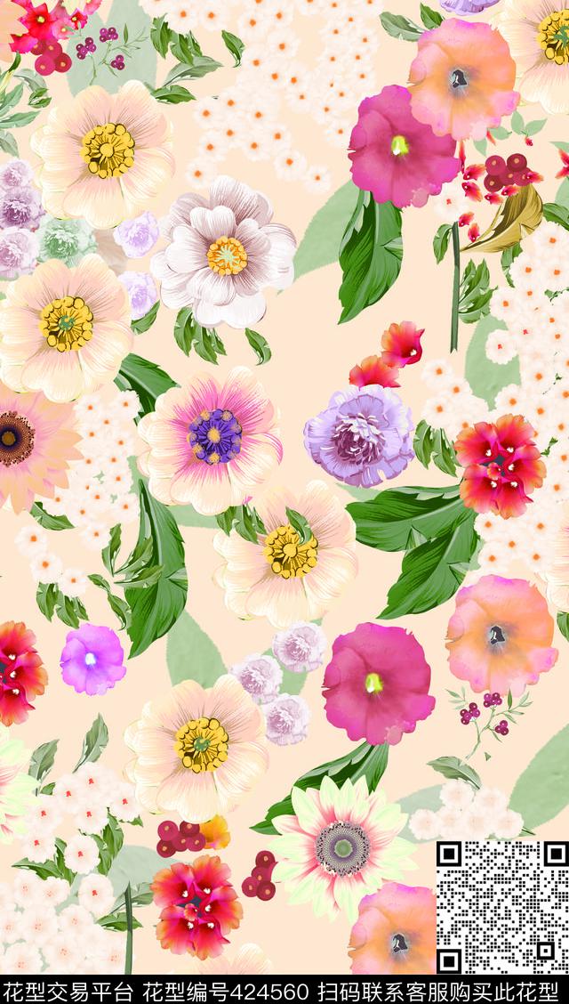 花手绘循环传统印花华亿平台下载（图片编号: 424560） - 瓦栏（Walan）