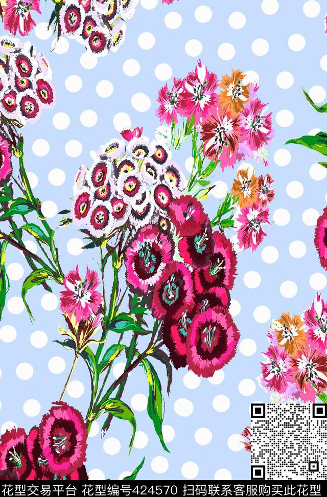 花卉点子田园风花卉传统印花华亿平台下载（图片编号: 424570） - 瓦栏（Walan）