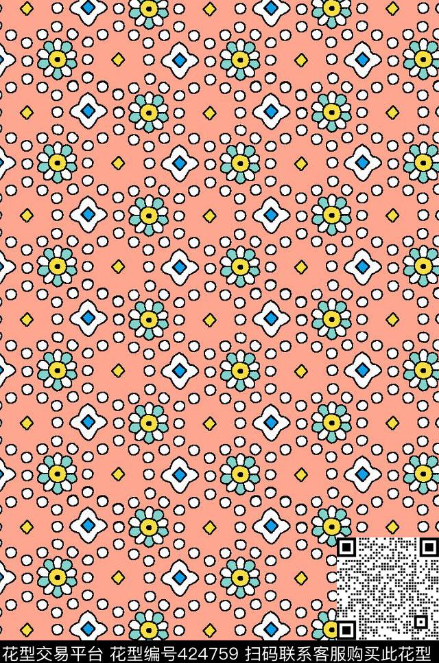 传统印花几何方形几何传统印花华亿平台下载（图片编号: 424759） - 瓦栏（Walan）