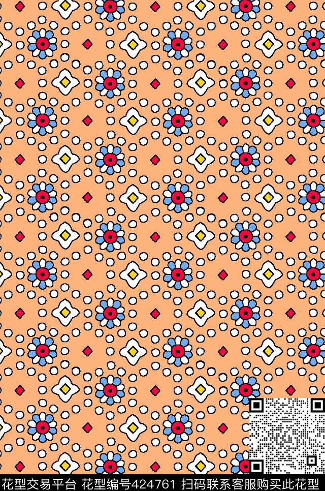 传统印花几何方形几何传统印花华亿平台下载（图片编号: 424761） - 瓦栏（Walan）