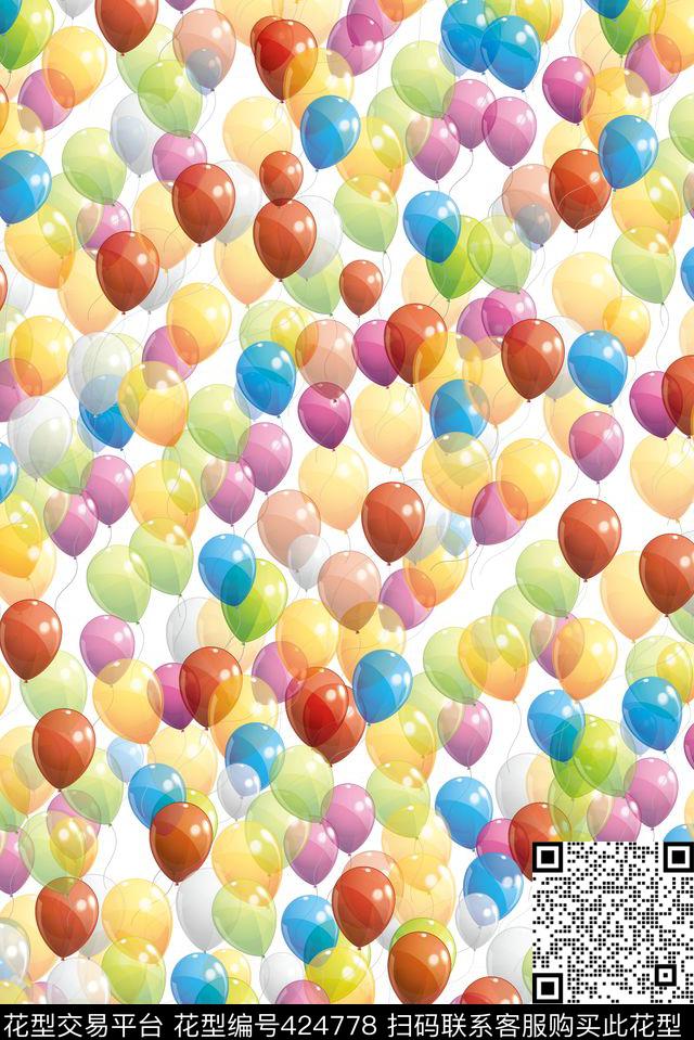炫彩抽象气球传统印花华亿平台下载（图片编号: 424778） - 瓦栏（Walan）