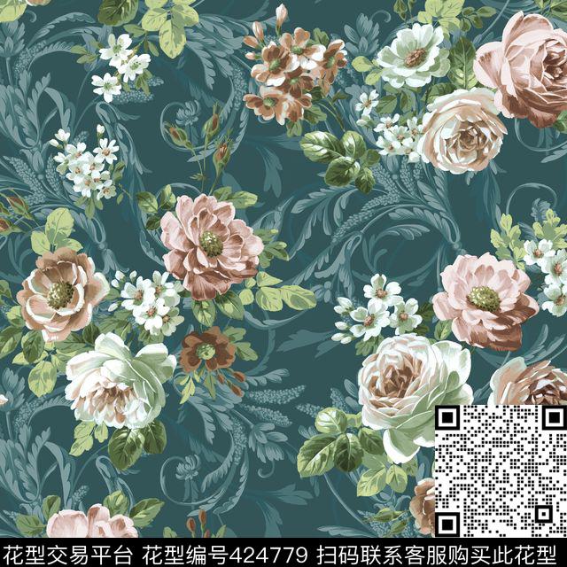 花卉家纺欧式传统印花华亿平台下载（图片编号: 424779） - 瓦栏（Walan）