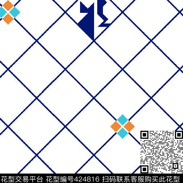 格子几何简约传统印花华亿平台下载（图片编号: 424816） - 瓦栏（Walan）