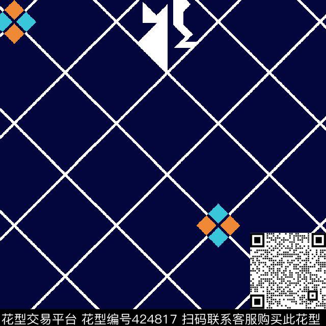 几何格子简约传统印花华亿平台下载（图片编号: 424817） - 瓦栏（Walan）