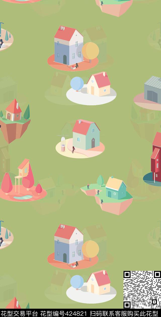 房子简笔趣味传统印花华亿平台下载（图片编号: 424821） - 瓦栏（Walan）