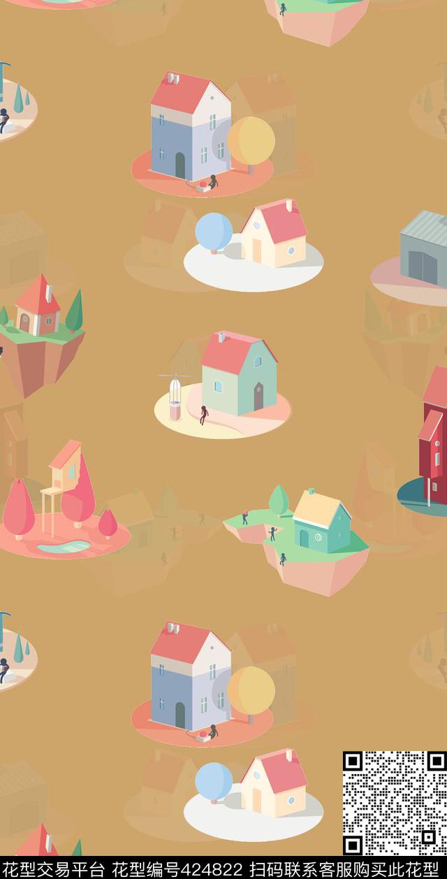 房子简笔童装华亿平台数码印花华亿平台下载（图片编号: 424822） - 瓦栏（Walan）