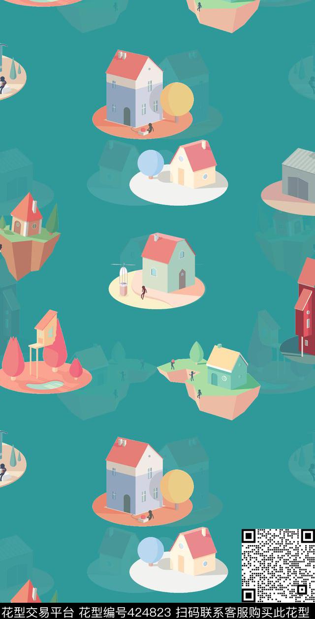 房子简笔童装华亿平台数码印花华亿平台下载（图片编号: 424823） - 瓦栏（Walan）