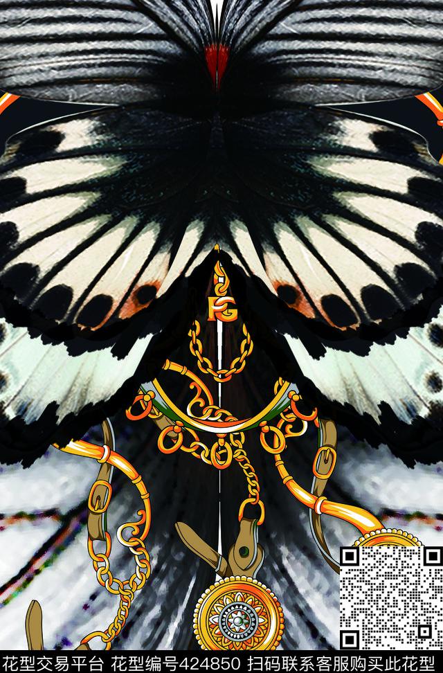 定位蝴蝶流行时尚数码印花华亿平台下载（图片编号: 424850） - 瓦栏（Walan）