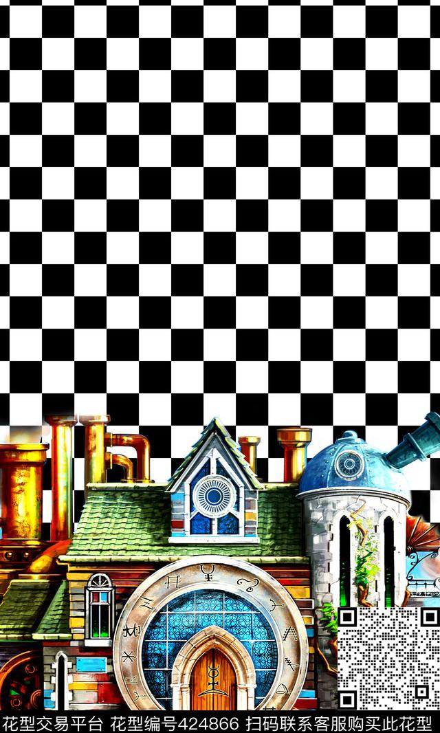 大牌格子欧式房屋数码印花华亿平台下载（图片编号: 424866） - 瓦栏（Walan）