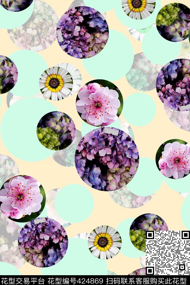 几何、圆点、花卉数码印花华亿平台下载（图片编号: 424869） - 瓦栏（Walan）