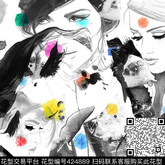 波点内衣水墨数码印花华亿平台下载（图片编号: 424889） - 瓦栏（Walan）