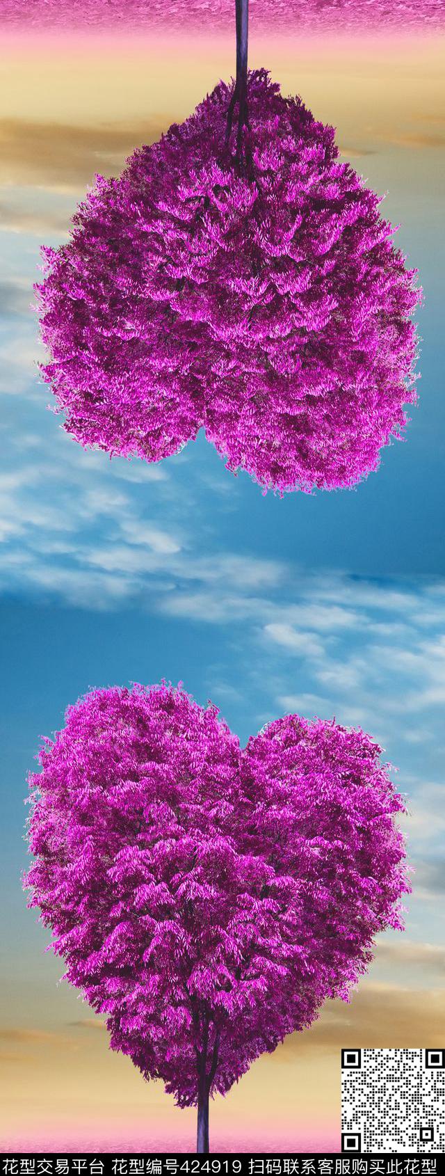 爱心树唯美数码印花华亿平台下载（图片编号: 424919） - 瓦栏（Walan）