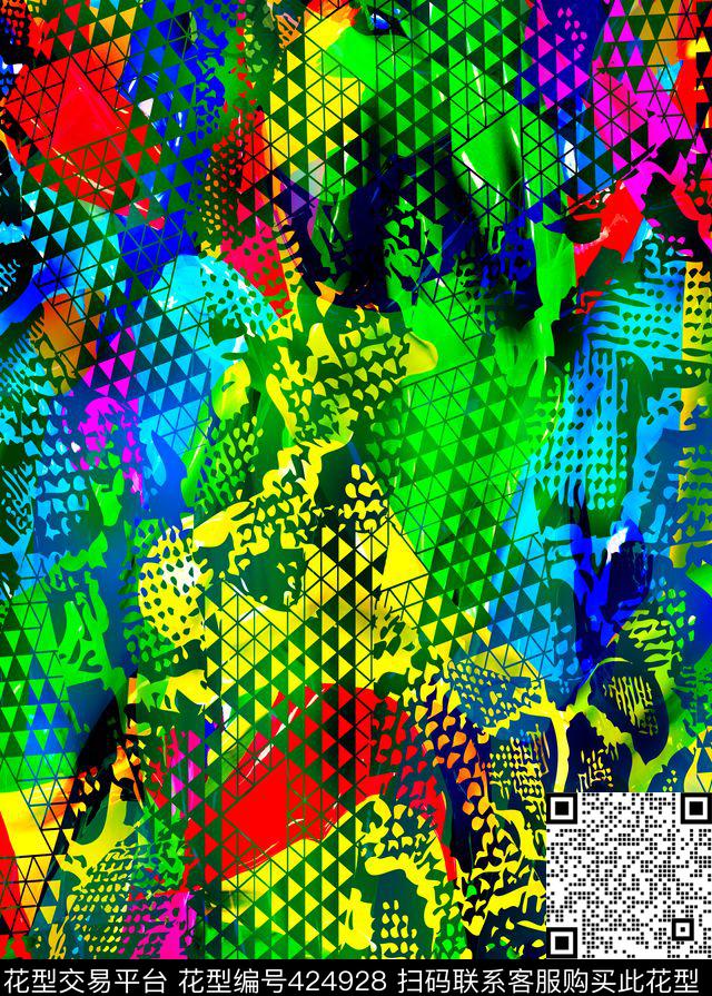 动物纹蛇皮几何图形数码印花华亿平台下载（图片编号: 424928） - 瓦栏（Walan）