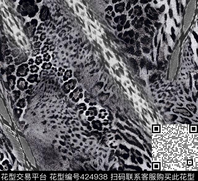 动物纹混搭流行时尚数码印花华亿平台下载（图片编号: 424938） - 瓦栏（Walan）