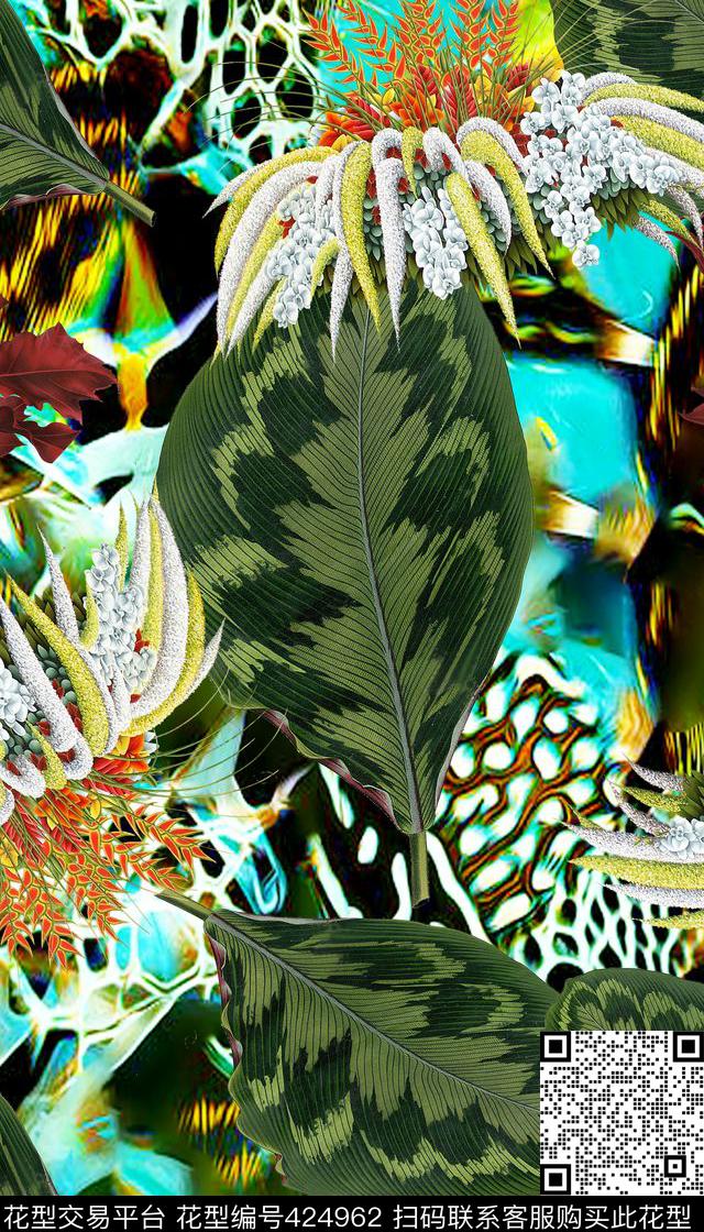 动物纹复古热带植物数码印花华亿平台下载（图片编号: 424962） - 瓦栏（Walan）
