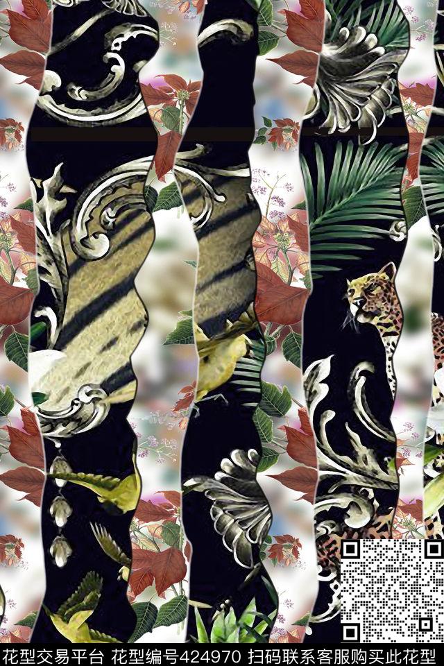 动物热带风情热带花数码印花华亿平台下载（图片编号: 424970） - 瓦栏（Walan）