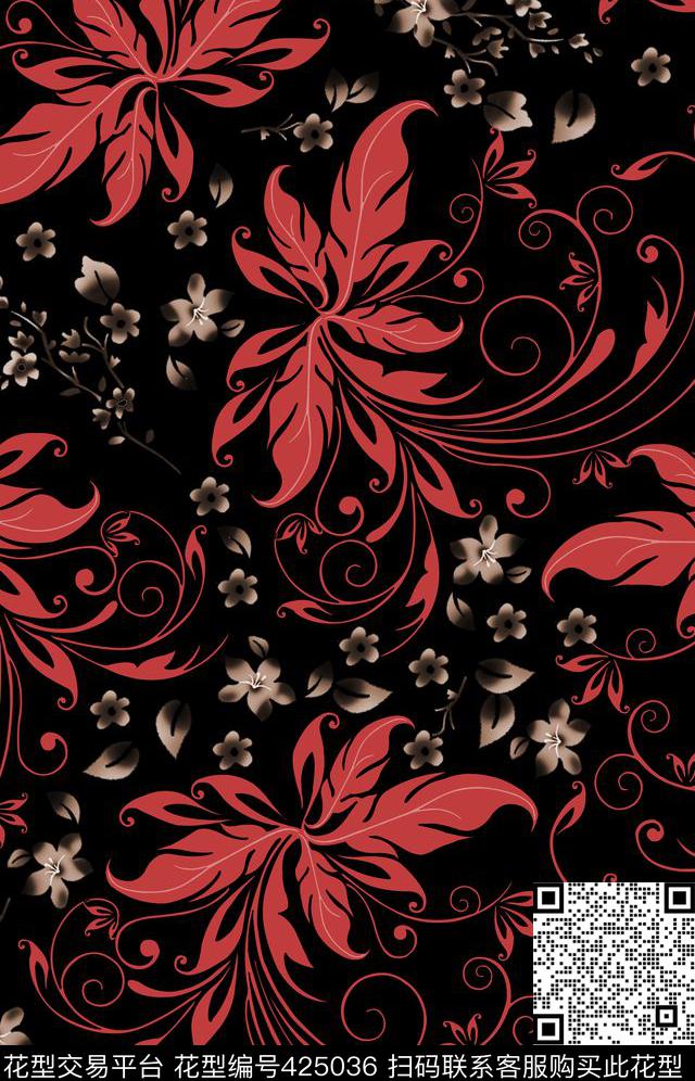 L.D~手绘L.D~花卉L.D~中国风传统印花华亿平台下载（图片编号: 425036） - 瓦栏（Walan）