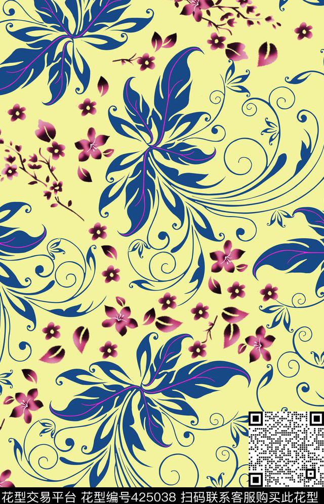 L.D~手绘L.D~花卉L.D~中国风传统印花华亿平台下载（图片编号: 425038） - 瓦栏（Walan）