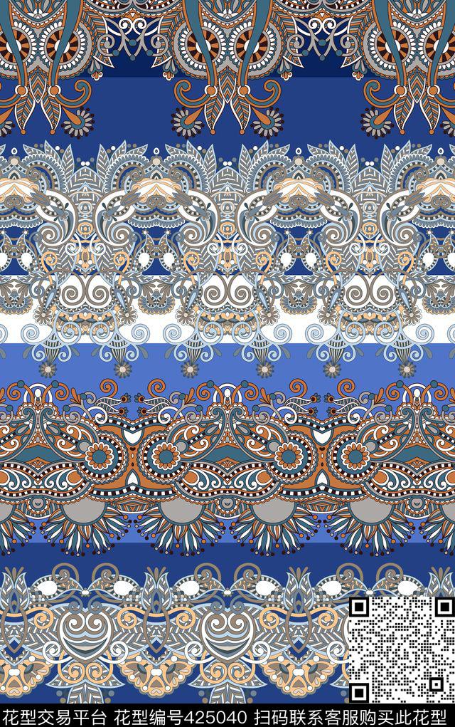 部落印花流行时尚螺旋花传统印花华亿平台下载（图片编号: 425040） - 瓦栏（Walan）
