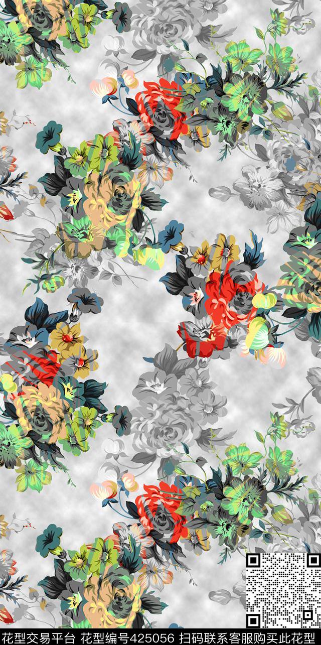 L.D~手绘L.D~花卉牡丹传统印花华亿平台下载（图片编号: 425056） - 瓦栏（Walan）