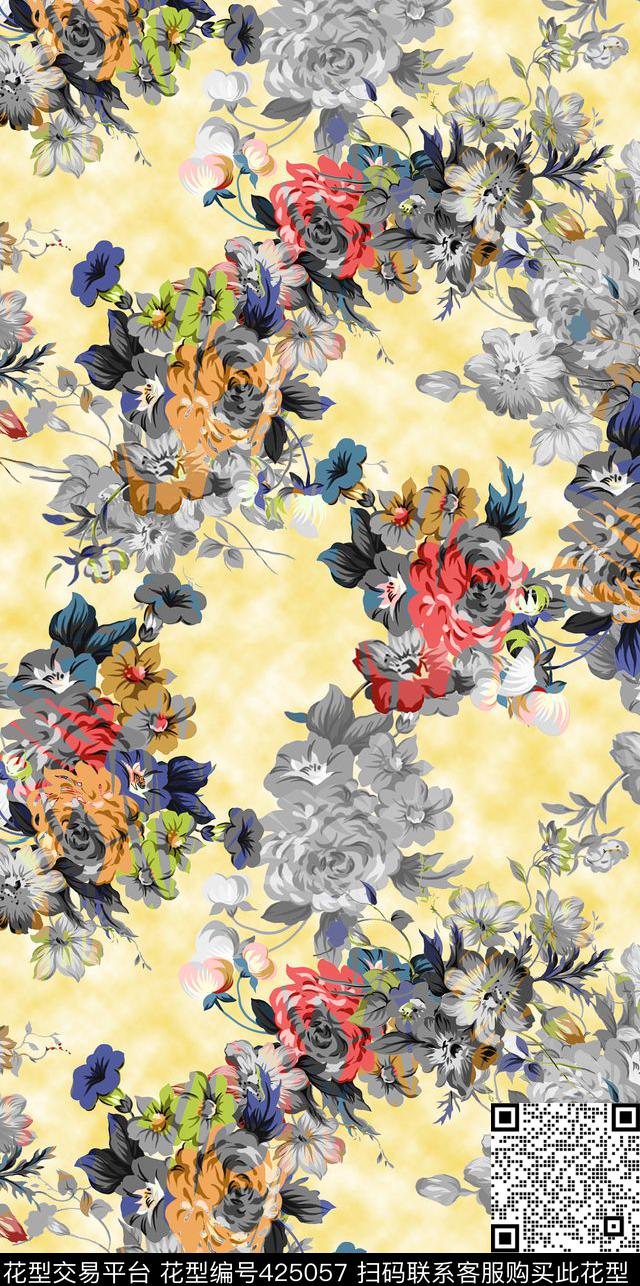 L.D~手绘L.D~花卉牡丹传统印花华亿平台下载（图片编号: 425057） - 瓦栏（Walan）