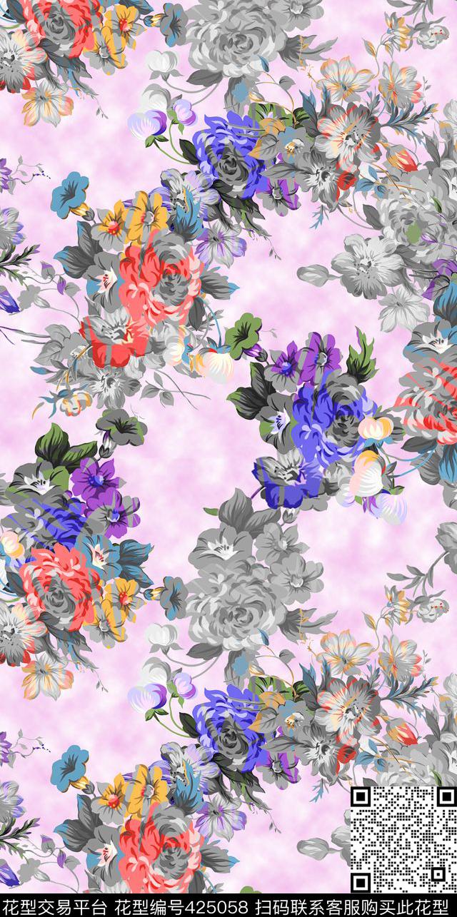 L.D~手绘L.D~花卉牡丹传统印花华亿平台下载（图片编号: 425058） - 瓦栏（Walan）